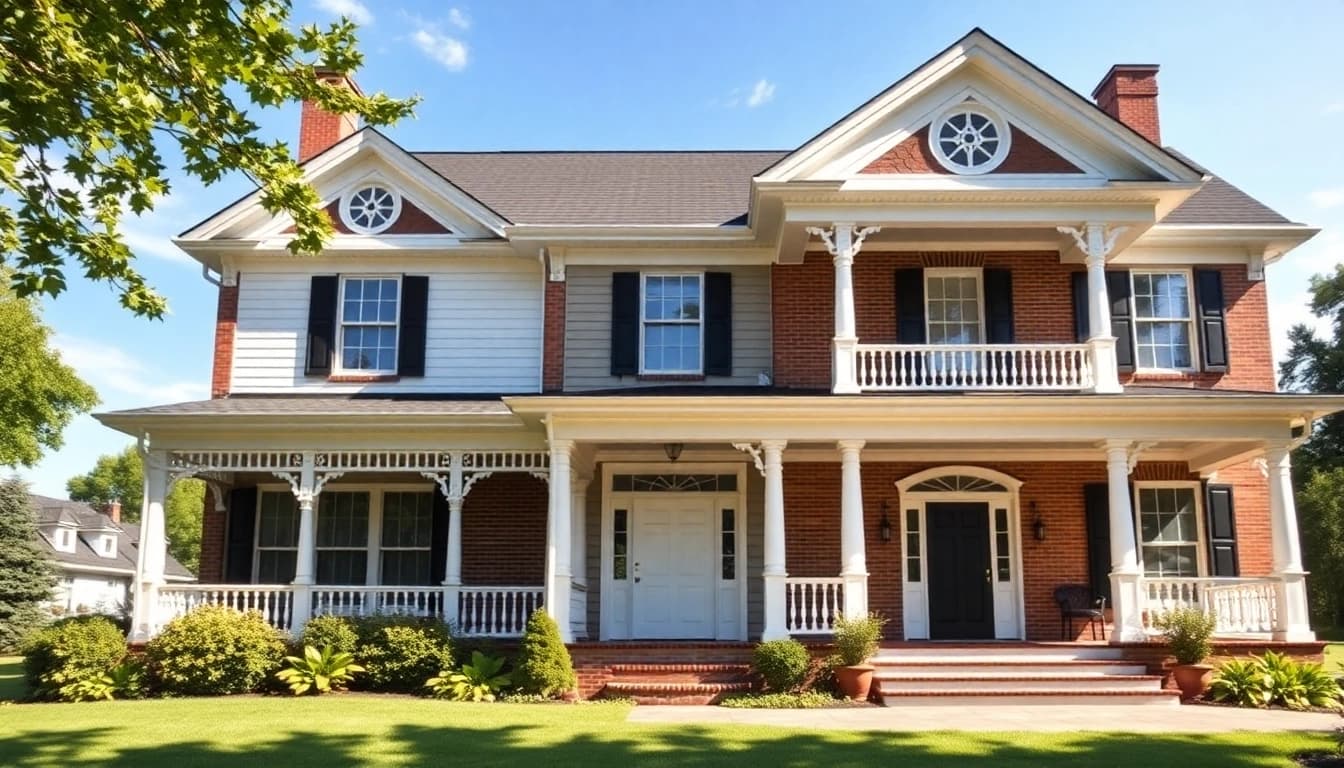 Architectural view of a colonial addition featuring classic white detailing and an inviting porch.