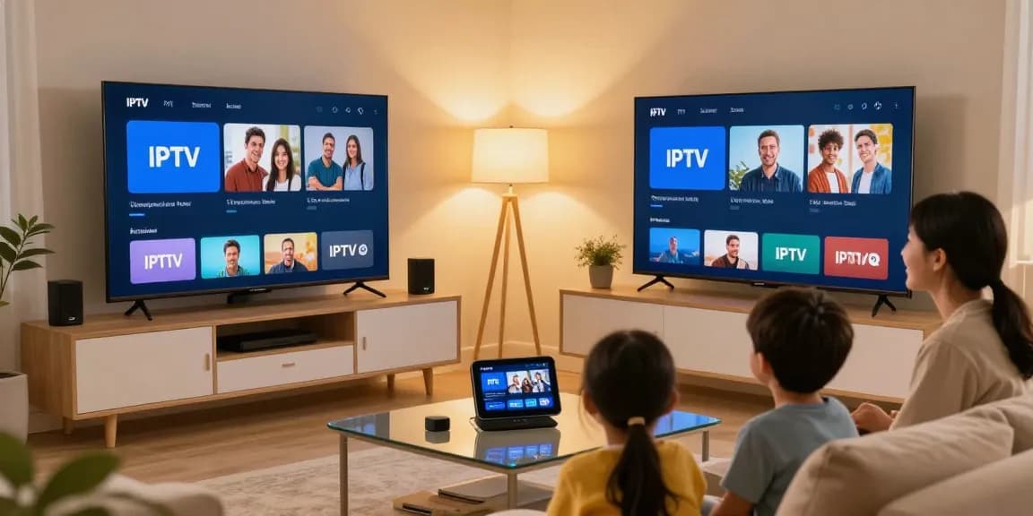 Trusted IPTV Service showcased in a community-focused setting with a local provider assisting nearby business owners.