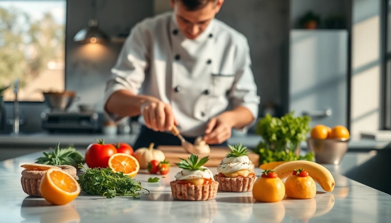 Crafting THC / CBD Infused Edibles UK with fresh ingredients in a modern kitchen.