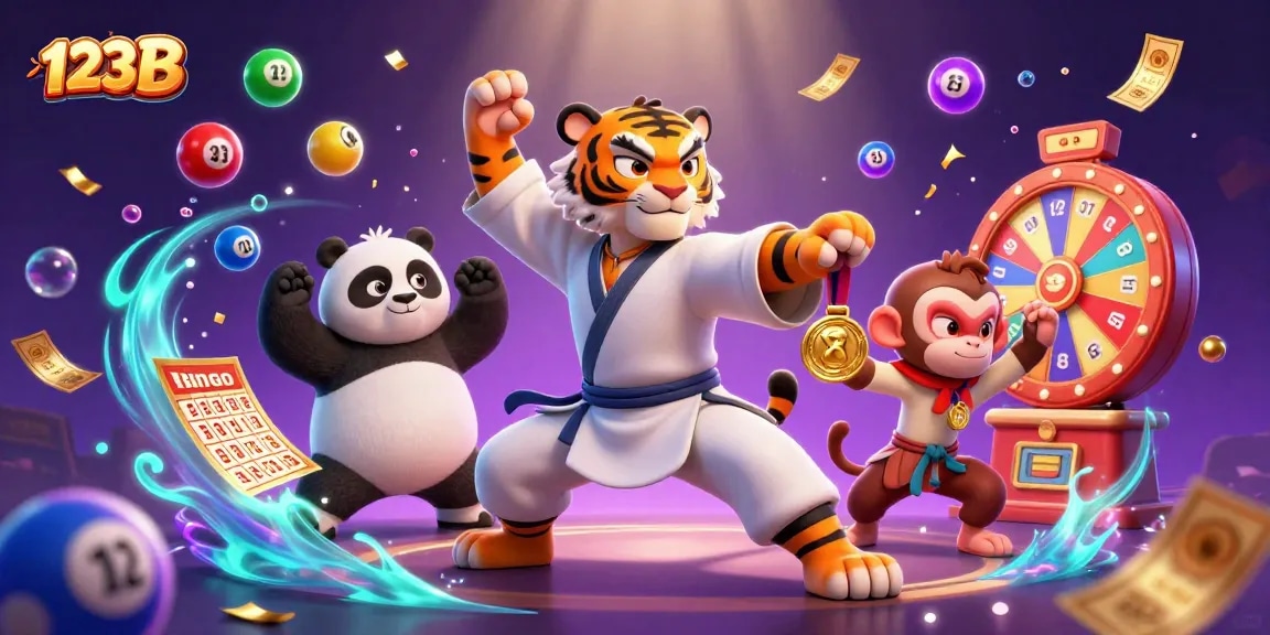 Engage with exciting gameplay at 123 B, where vibrant lottery balls and a joyful panda enhance the gaming experience.