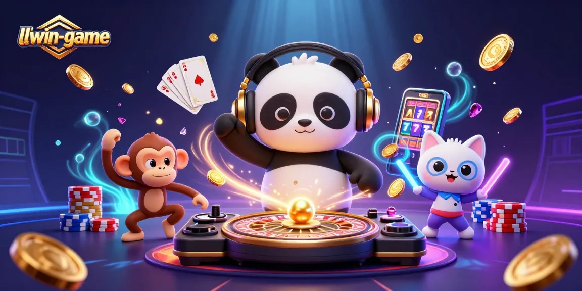 Experience excitement with llwin-game's captivating 3D casino scene featuring characters immersed in gameplay.