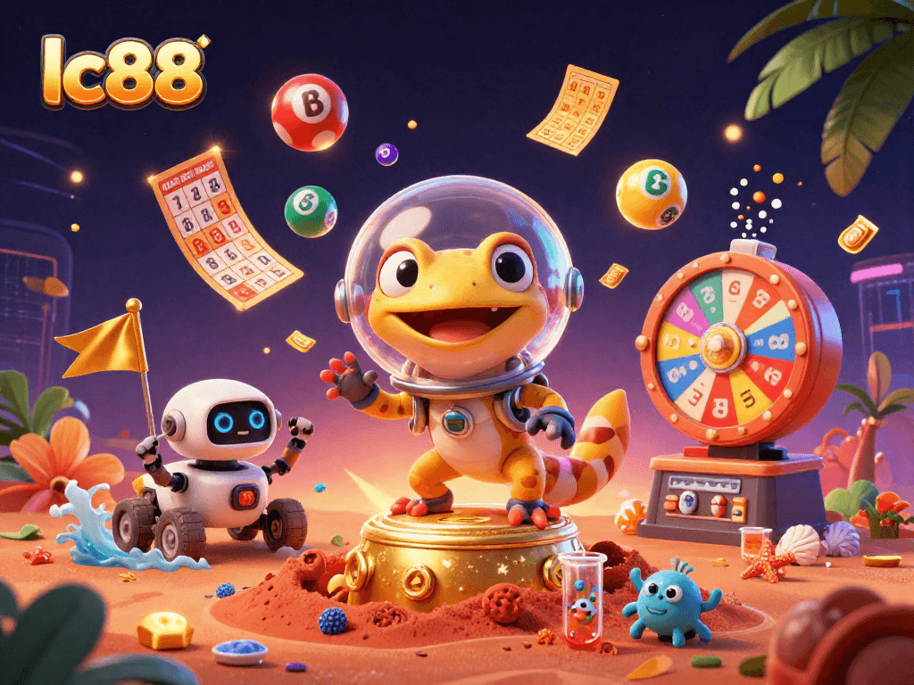 Join the lc88 Martian gecko as it uncovers a golden casino amidst elements of gambling excitement!