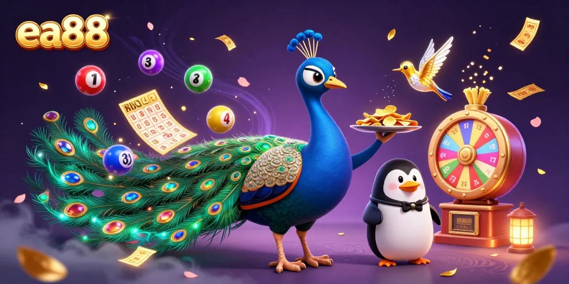 Engage in thrilling betting adventures at ea88 with vibrant lottery elements and cartoon characters enhancing excitement.