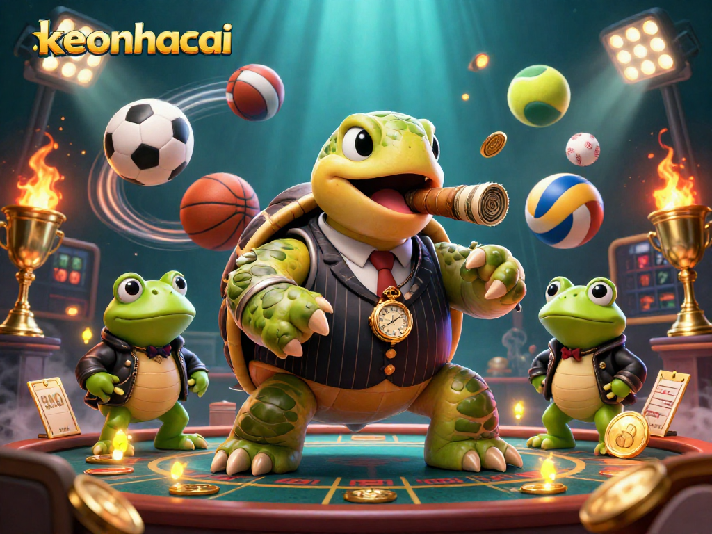 Place winning bets with keonhacai in this vibrant 3D casino-themed scene.