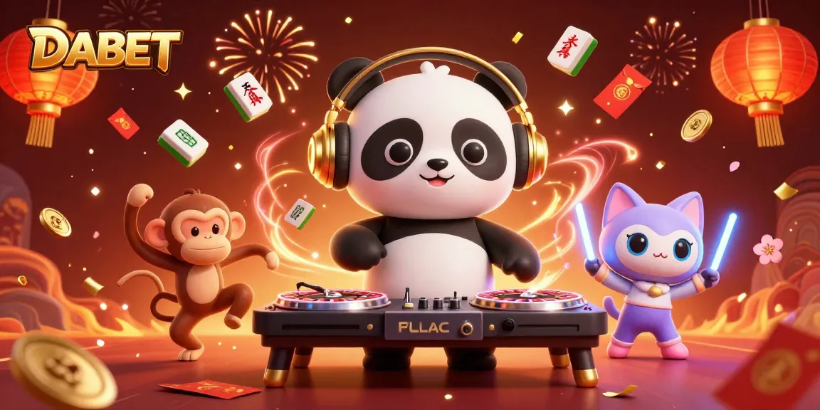 DABET showcases a vibrant 3D animated scene featuring lively characters in a casino setting.