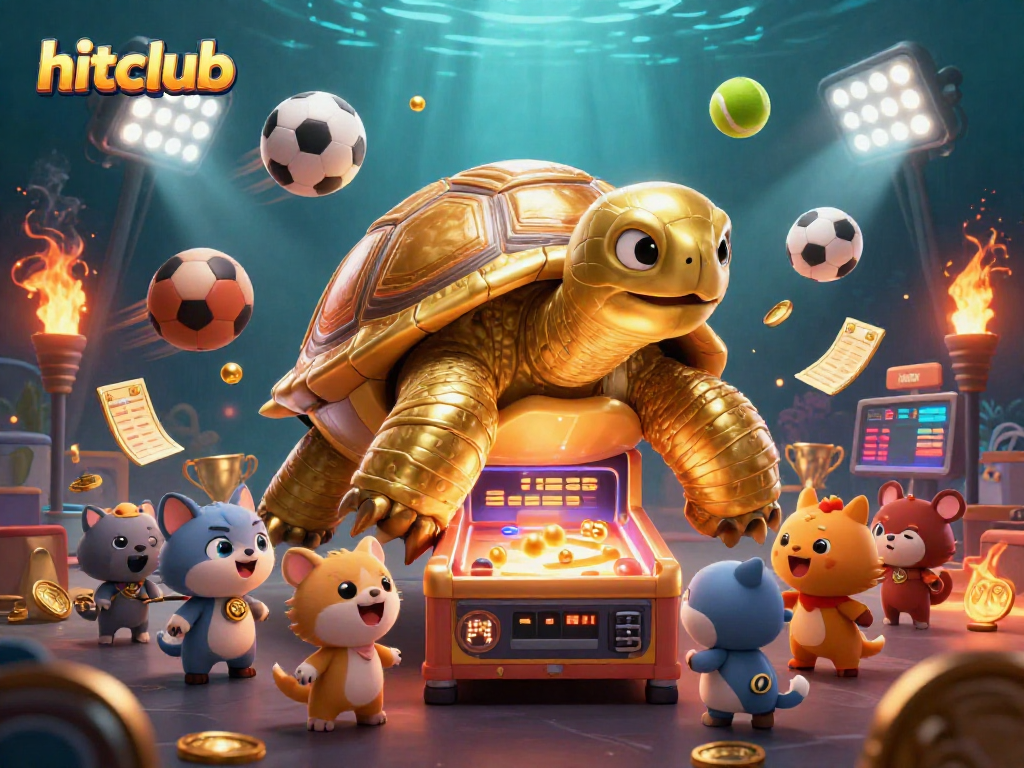 Engage in thrilling bets at hitclub with vibrant 3D art of sports and casino elements.