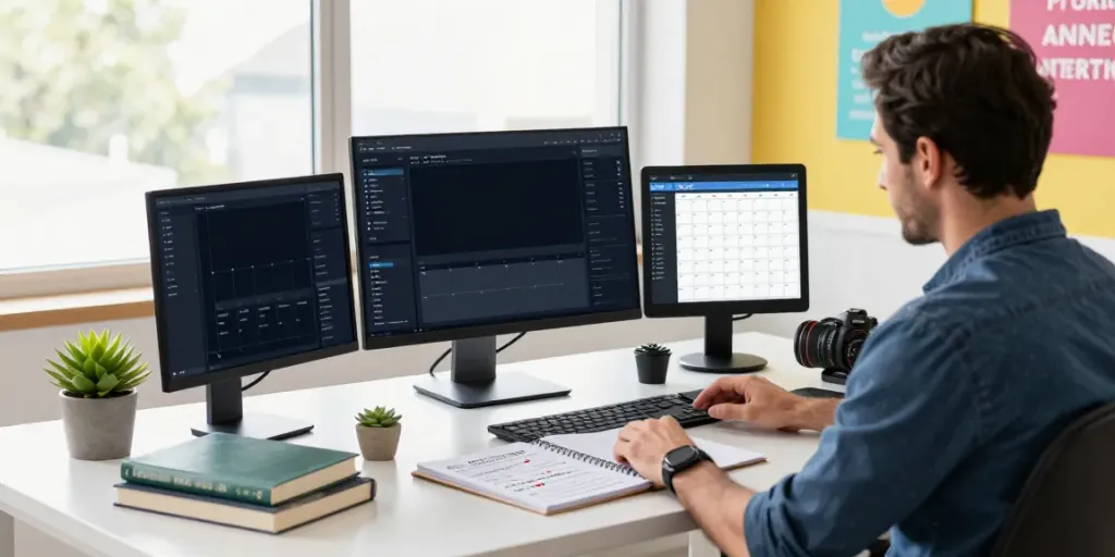 Content strategist optimizing instant indexing strategies in a bright marketing workspace.