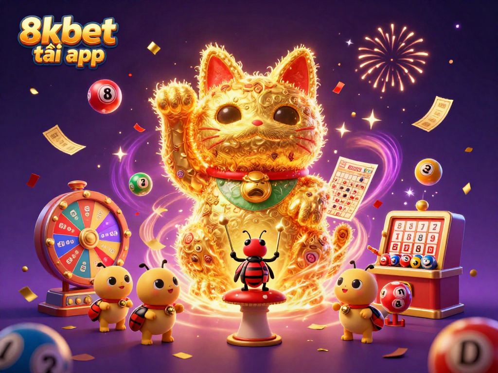 Win with the 8xbet tải app in a vibrant casino-themed scene of energy and luck.