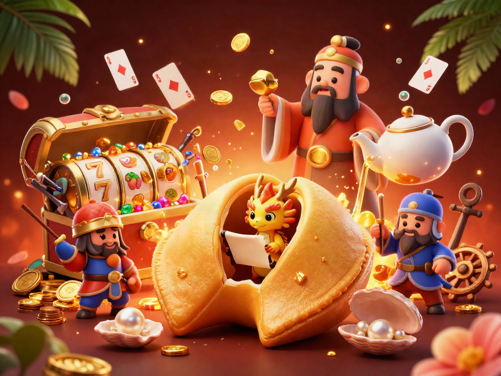Experience FUN 88's vibrant casino scene with majestic characters, games, and treasure!