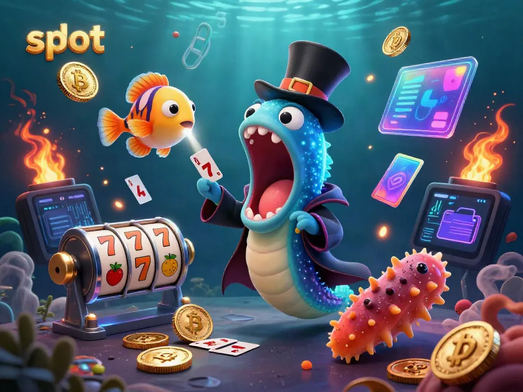 Slot dengan aksi menarik dari ikan gulper dan anglerfish, menggoda pemain dengan simbol slot.