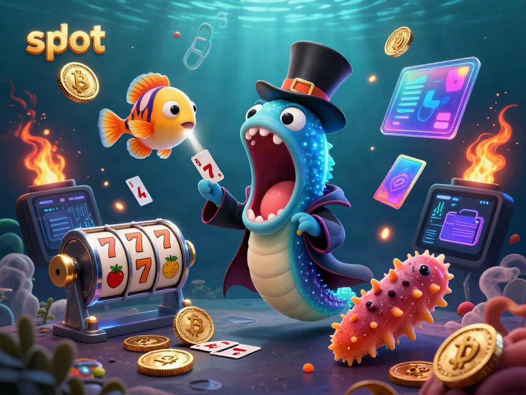 Slot dengan aksi menarik dari ikan gulper dan anglerfish, menggoda pemain dengan simbol slot.