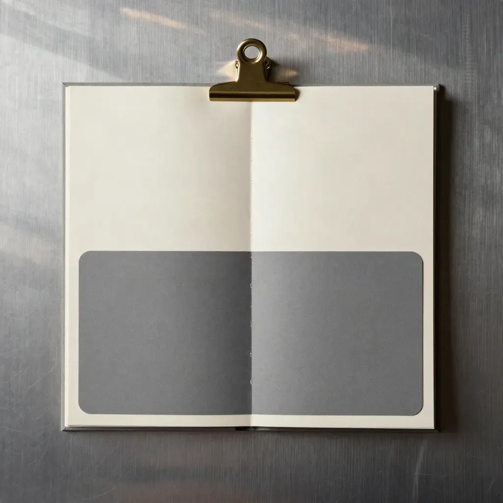 Overhead cream folio with inserts, graphite divider and brass clip