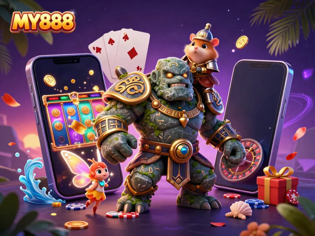 Engage with MY888's thrilling 3D gambling world featuring dynamic game elements and magical characters.