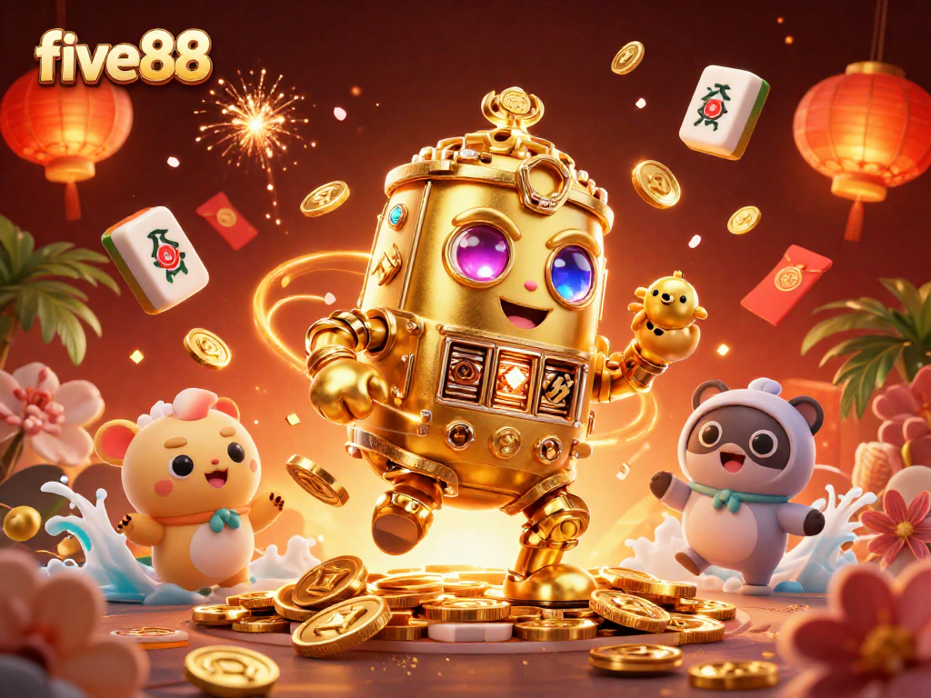 Experience thrilling wins at five88 with vibrant casino action depicted in 3D illustration.