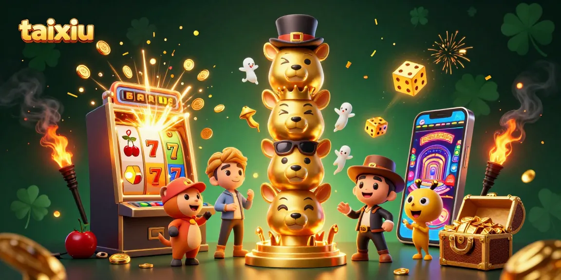 Engage in taixiu with vibrant 3D casino elements, showcasing a golden totem and dynamic jackpot.