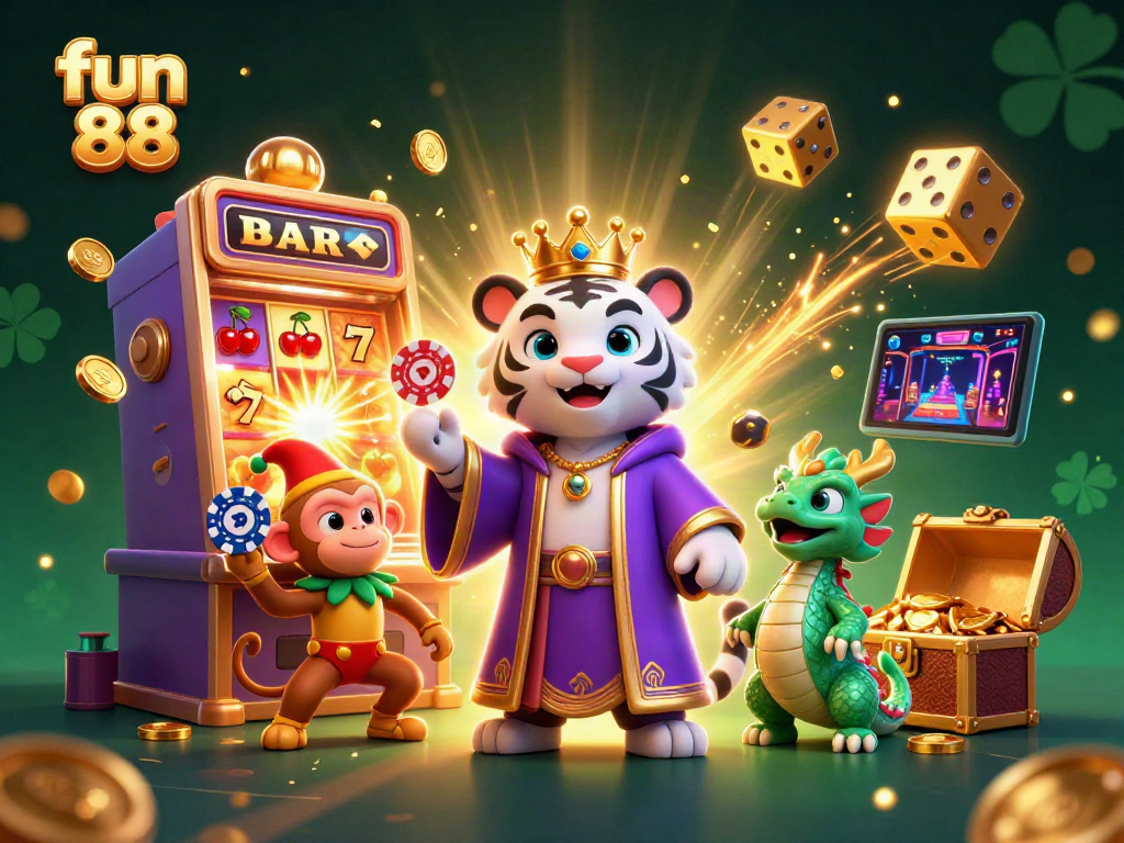 Experience the thrill of fun 88 with enchanting characters in a dazzling casino scene.