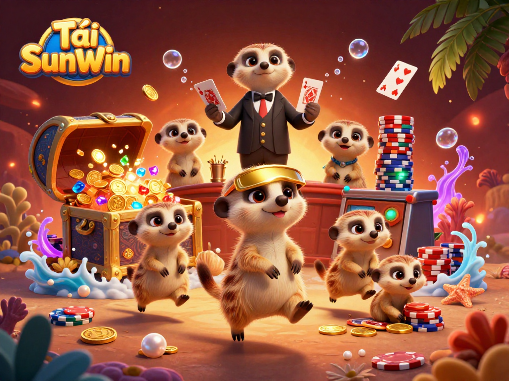 Tải SunWin and win big with a playful meerkat casino scene filled with colorful graphics and fun elements.