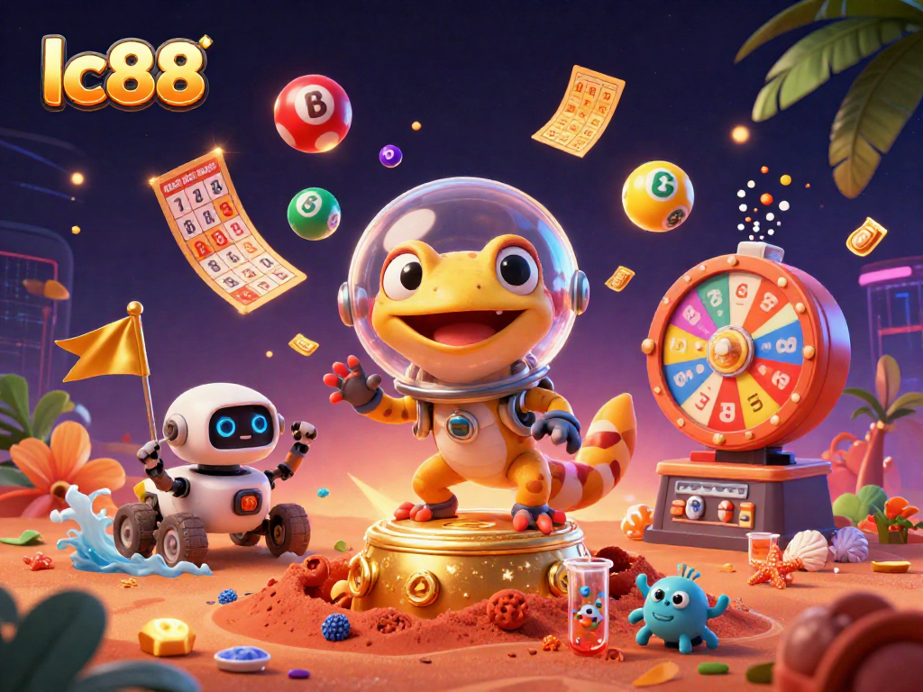Join the lc88 Martian gecko as it uncovers a golden casino amidst elements of gambling excitement!