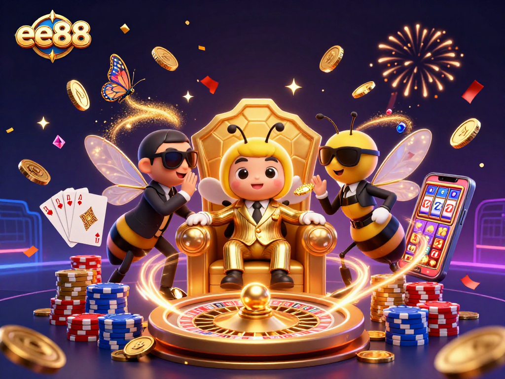 Experience excitement at ee88 with thrilling gaming elements and captivating characters in a vibrant casino scene.