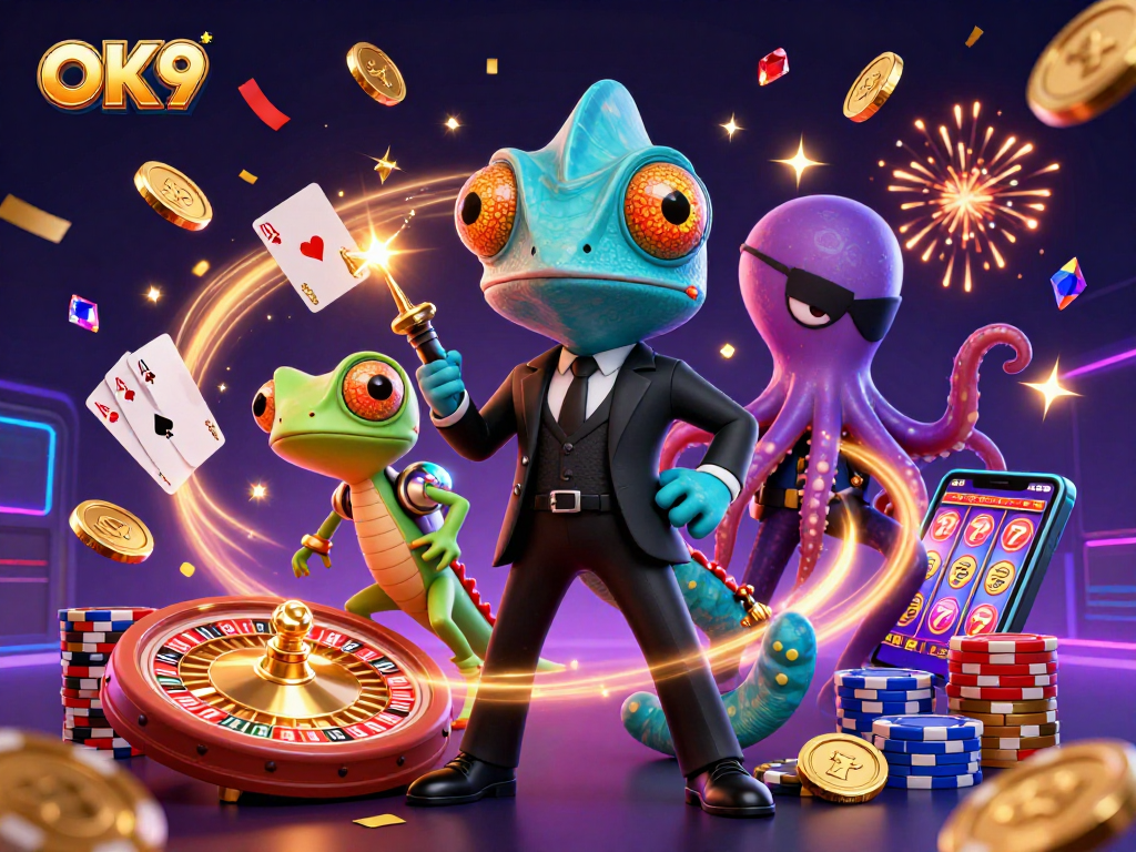 Engage in winning strategies at OK9 with thrilling casino action and vibrant character dynamics.
