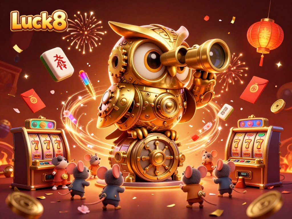 Experience the excitement of Luck8 with a vibrant casino scene showcasing unique characters and dynamic gaming elements.