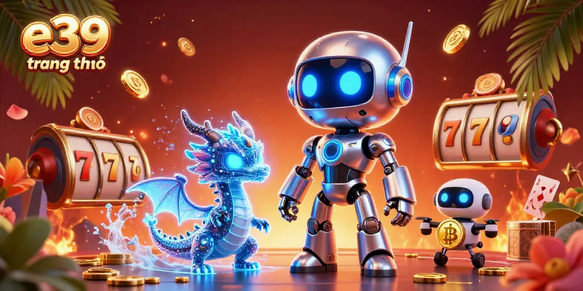 Engage with e39 trang chủ at a vibrant online casino featuring colorful slot reels and animated gaming elements.