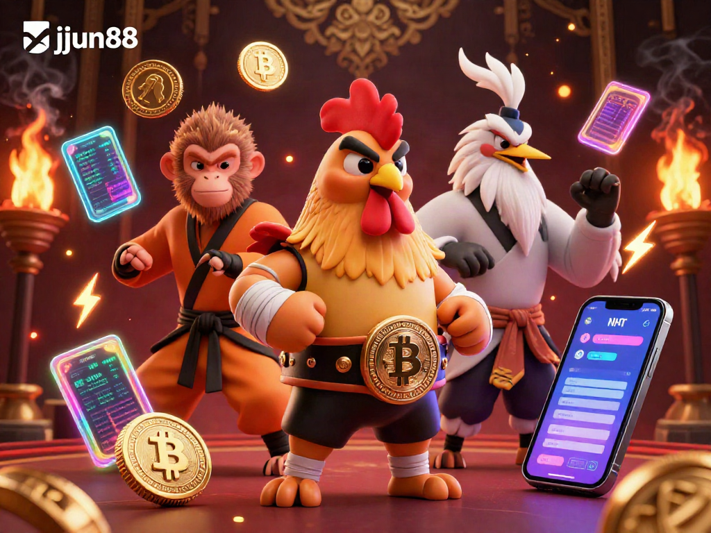 Engage in thrilling gameplay at jjun88, exploring vibrant slots and casino action in an exciting 3D illustration.