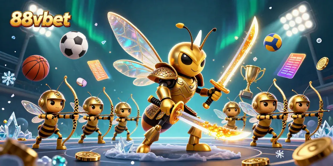 Bet big on 88vbet with a thrilling scene featuring a golden hornet and sports dynamics.