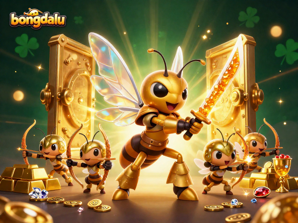 Bongdalu offers an immersive gaming experience with golden hornet samurai warriors amidst treasure and magical light.