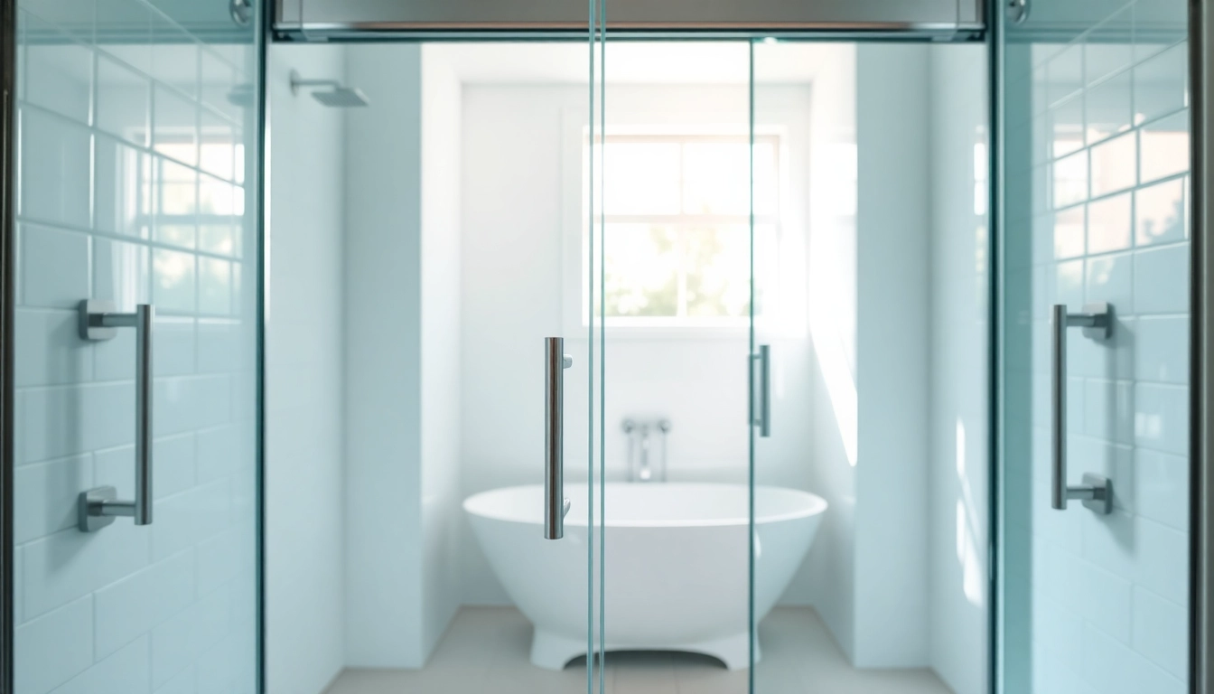 Modern sliding shower doors in a bright bathroom, highlighting elegant design and functionality.