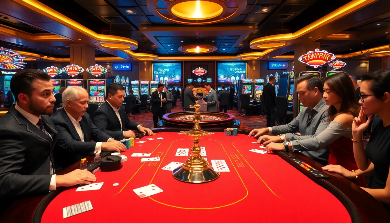 Engage with the vibrant casino experience at 79win, featuring players in action at a poker table.