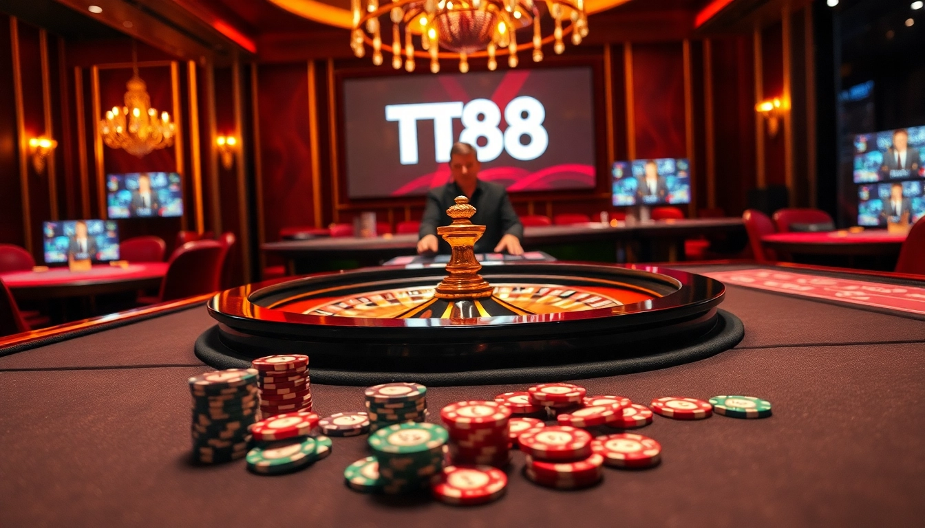 Experience thrilling gameplay at TT88 casino with vibrant poker chips and high-stakes action.
