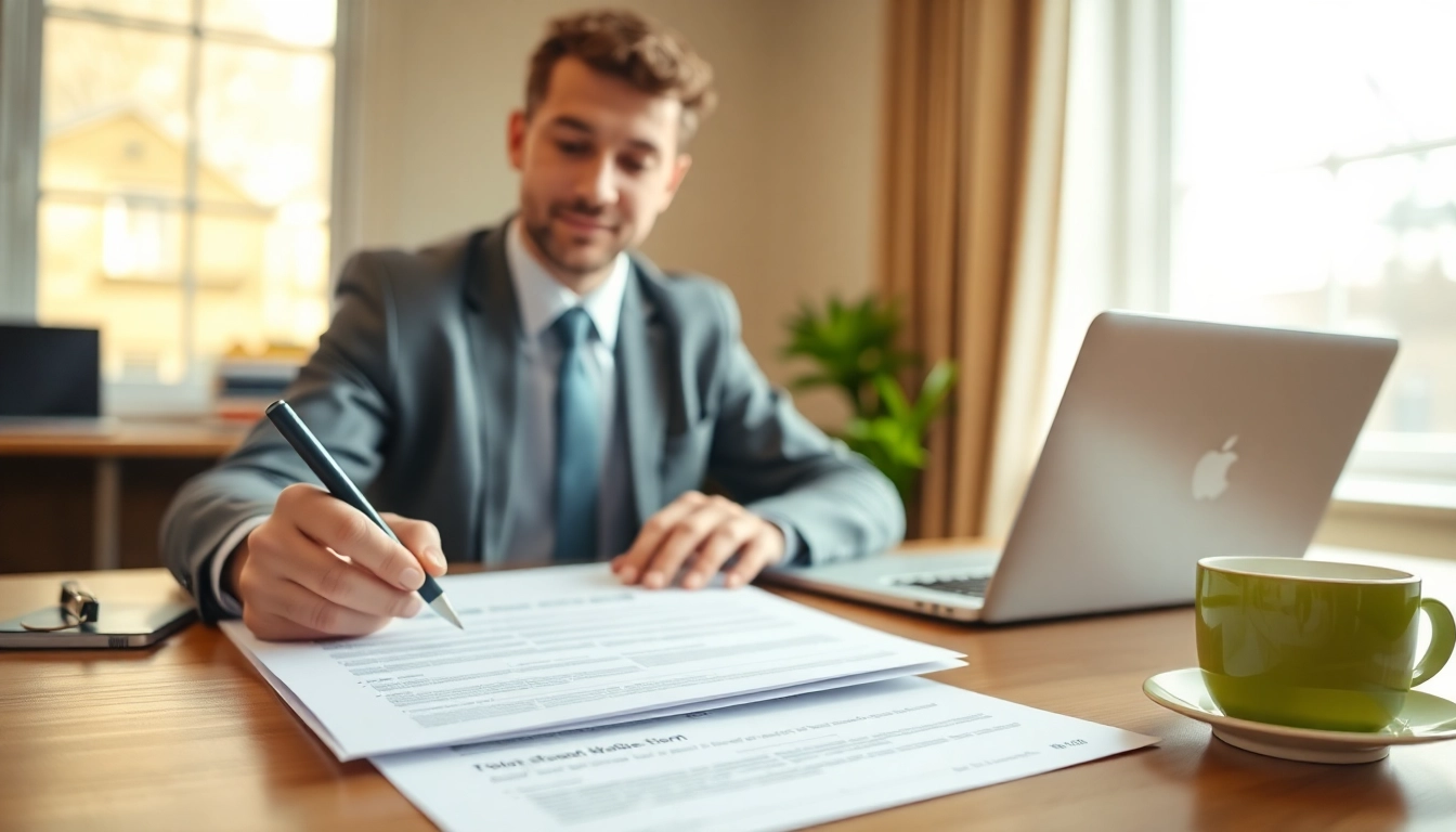 Filling out the eta uk application form in a bright, organized workspace.