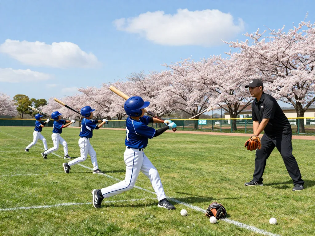 Youth baseball practice at hitclub with athletes training and coaches guiding.
