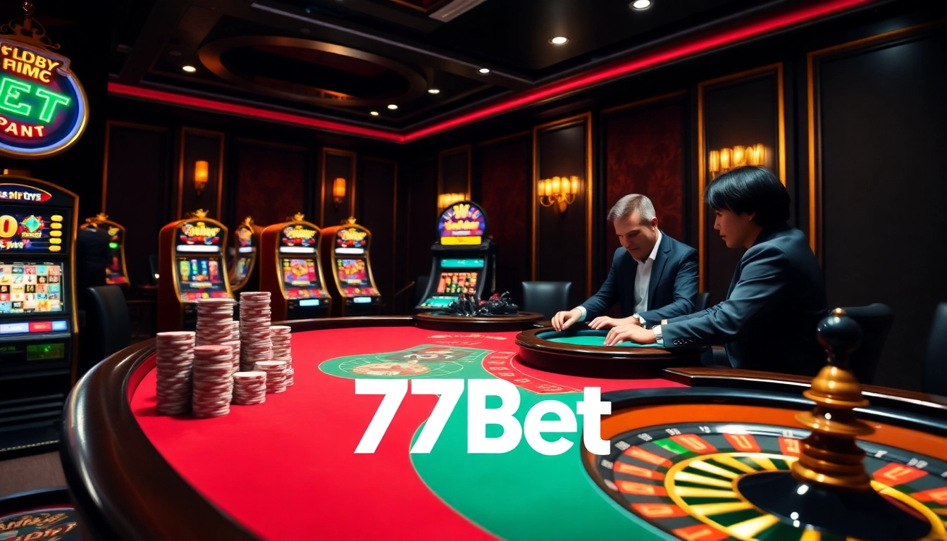 Engaging players at the 77Bet casino table experiencing thrilling games.