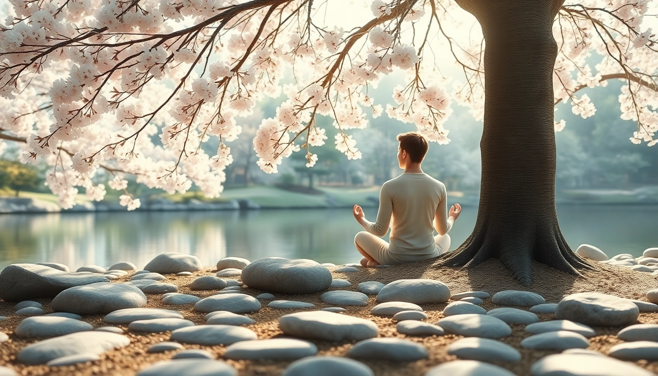 Embrace mental wellness through serene meditation in a tranquil garden setting.