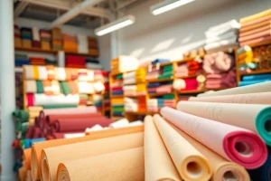 Bekijk goedkope katoen stoffen in een creatief warenhuis.