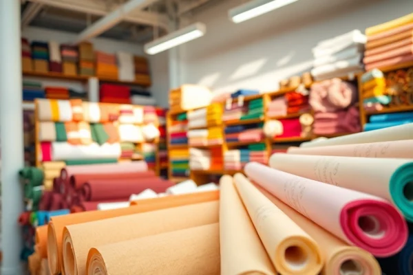 Bekijk goedkope katoen stoffen in een creatief warenhuis.