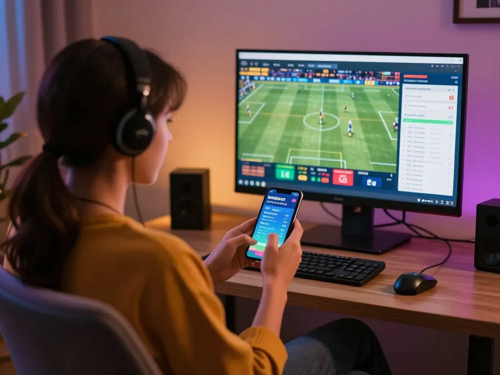 Person engaging with BONGDASO live football betting on a smartphone in a cozy home setting.