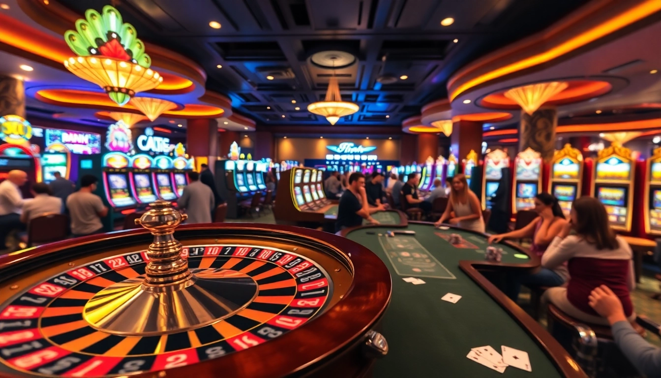 Engage in thrilling casino games at https://lc88.bio/ with a vibrant roulette wheel and enthusiastic players.
