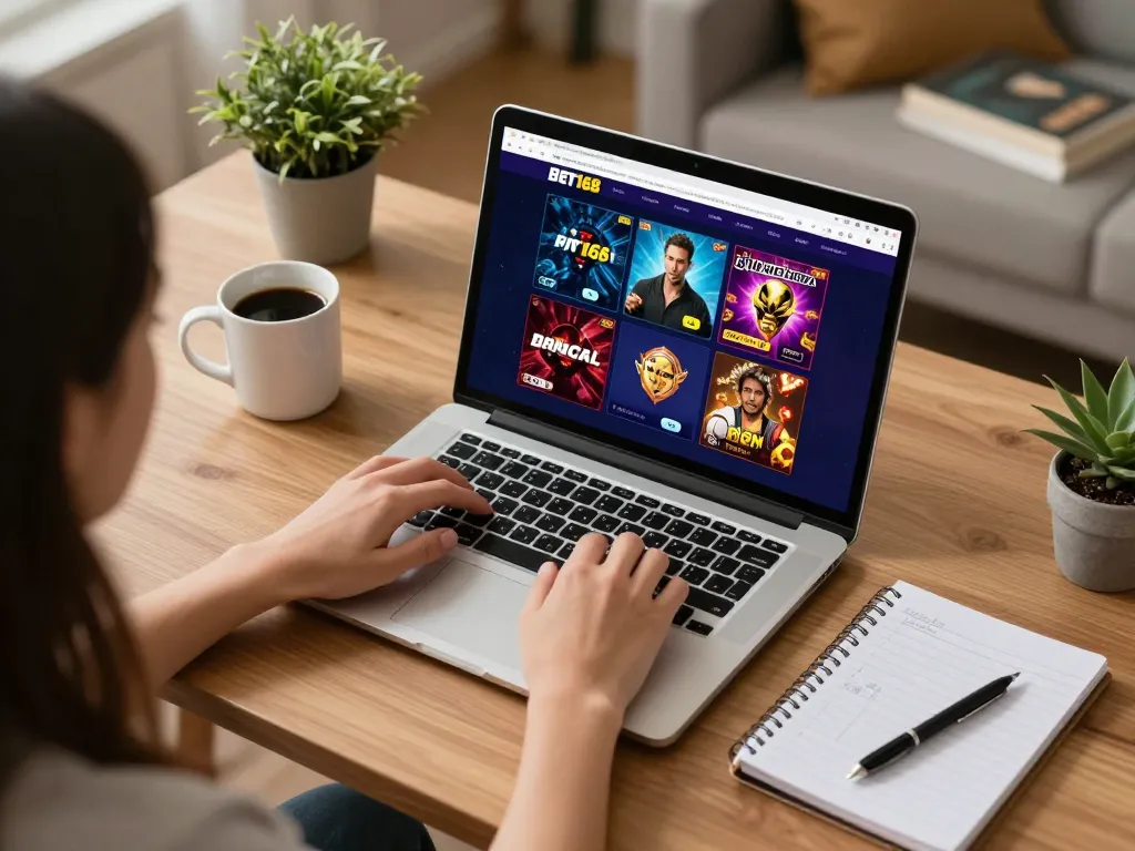 Players engaging in online gambling on BET168 platform from the comfort of home