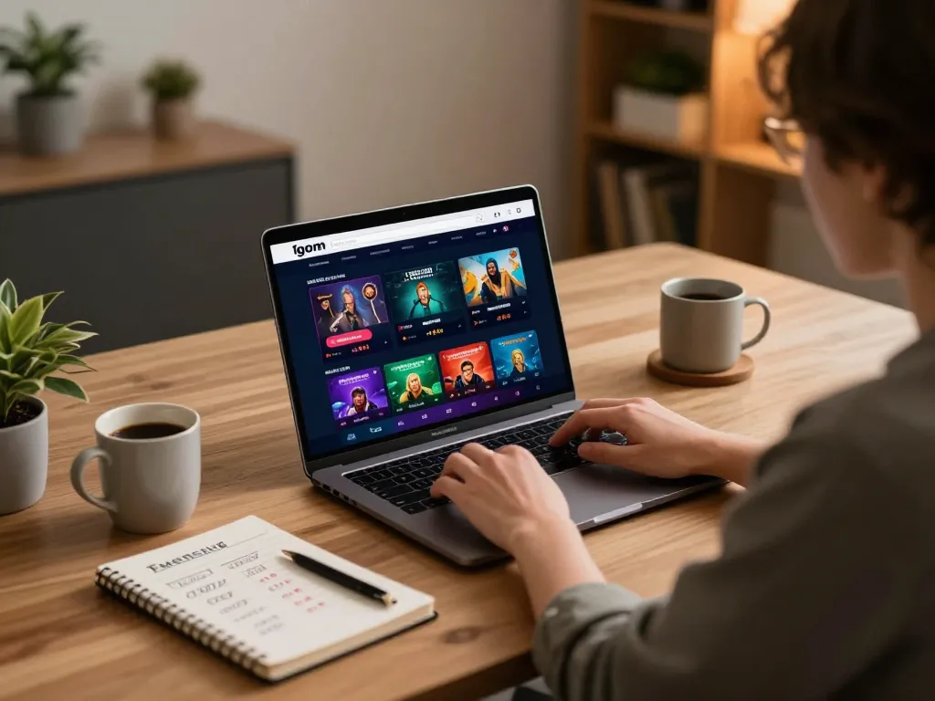 Engaging user interface of 1gom betting platform displayed on a laptop during online gambling session.