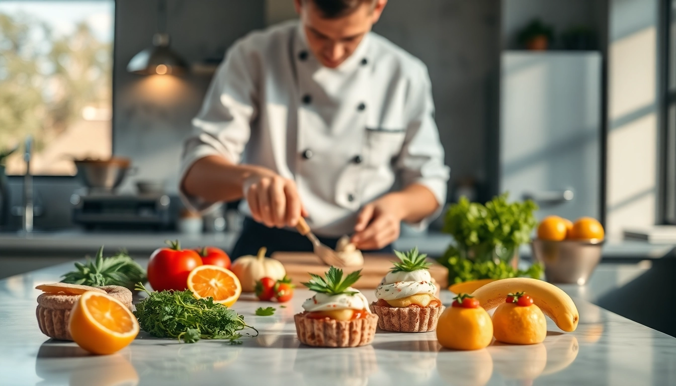 Crafting THC / CBD Infused Edibles UK with fresh ingredients in a modern kitchen.