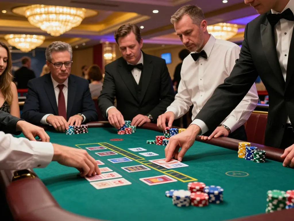 Players at nhà cái GA6789 engaged in a strategic blackjack game, showcasing excitement and competition.