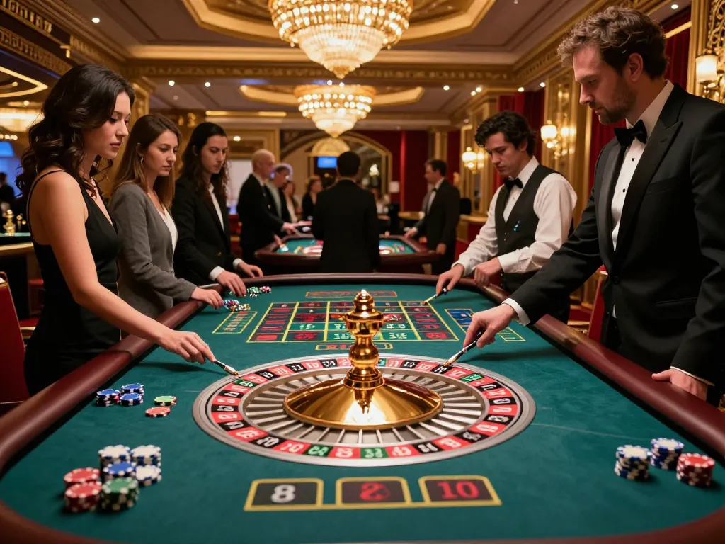 va88 players engaging in a thrilling roulette game with a lively atmosphere and elegant decor