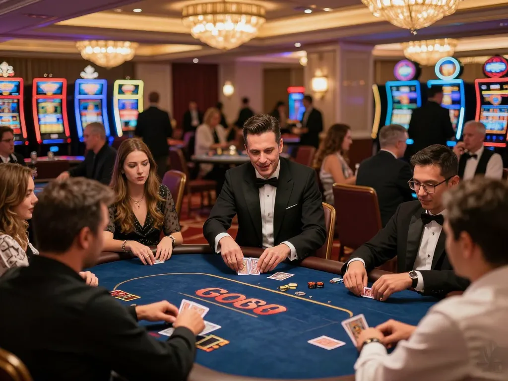Players strategizing at GO88 casino tables, highlighting dynamic gameplay excitement.