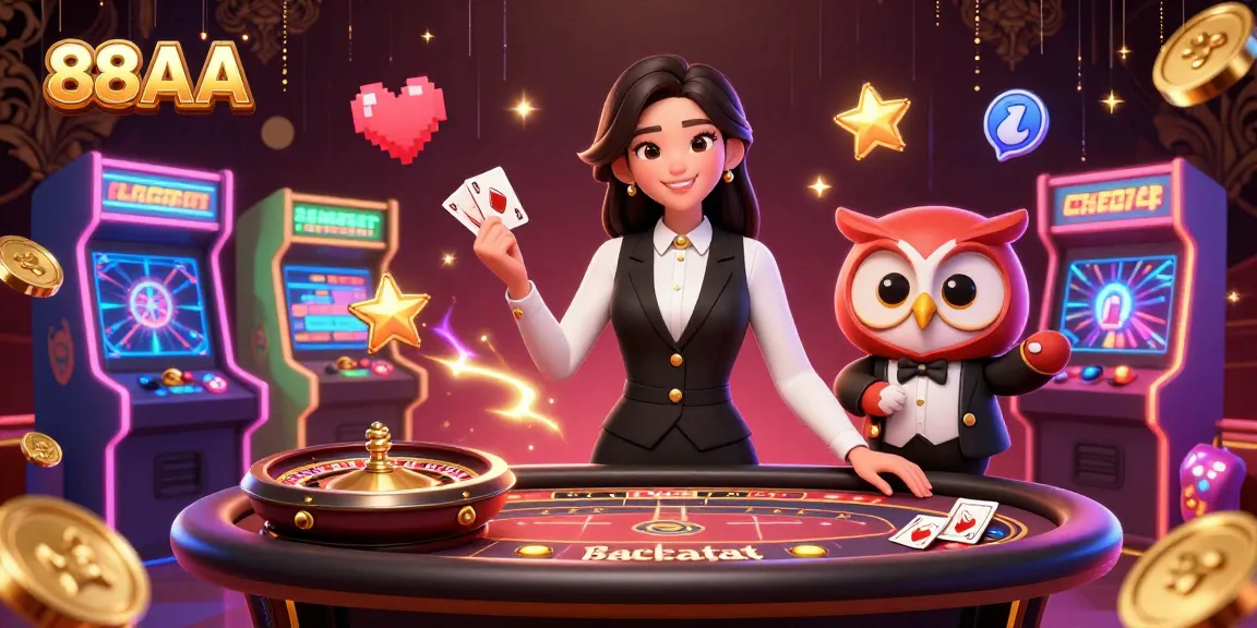 Engage with 88AA's vibrant casino experience featuring dealers and gaming elements.