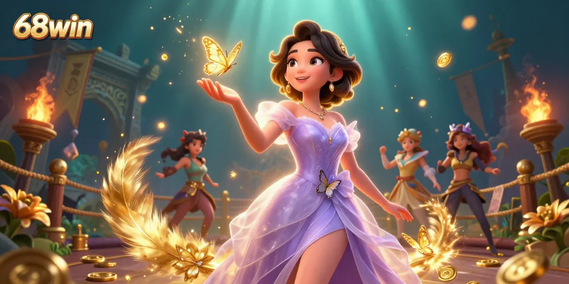 Experience thrilling gameplay with 68win in a magical casino setting filled with gold and adventure.