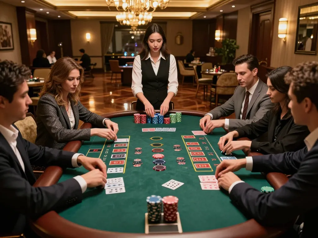 Engaging gameplay at a blackjack table showcasing uu88 bet strategies in a luxurious casino environment.