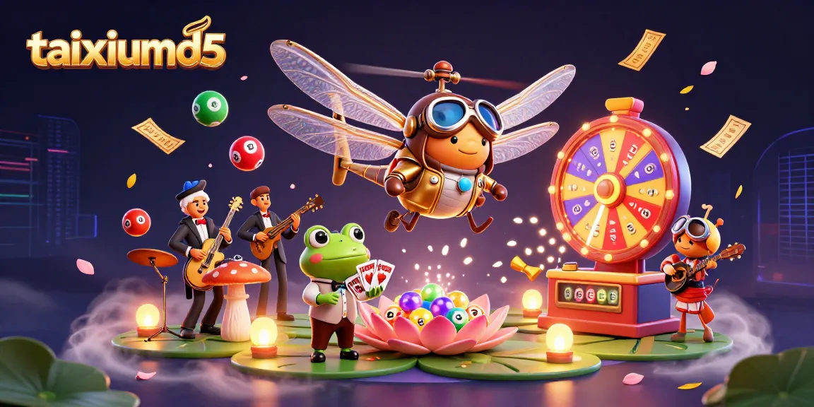 Engage in Tài Xỉu MD5 gameplay thrills with colorful numbered lottery balls bursting around the vibrant scene.